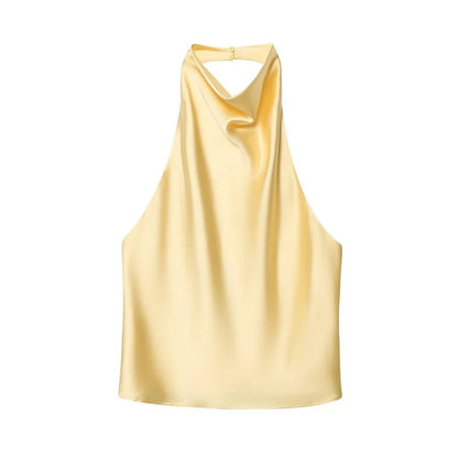 Schwarzes Satin Halter Top | Damen Strandoberteil 2