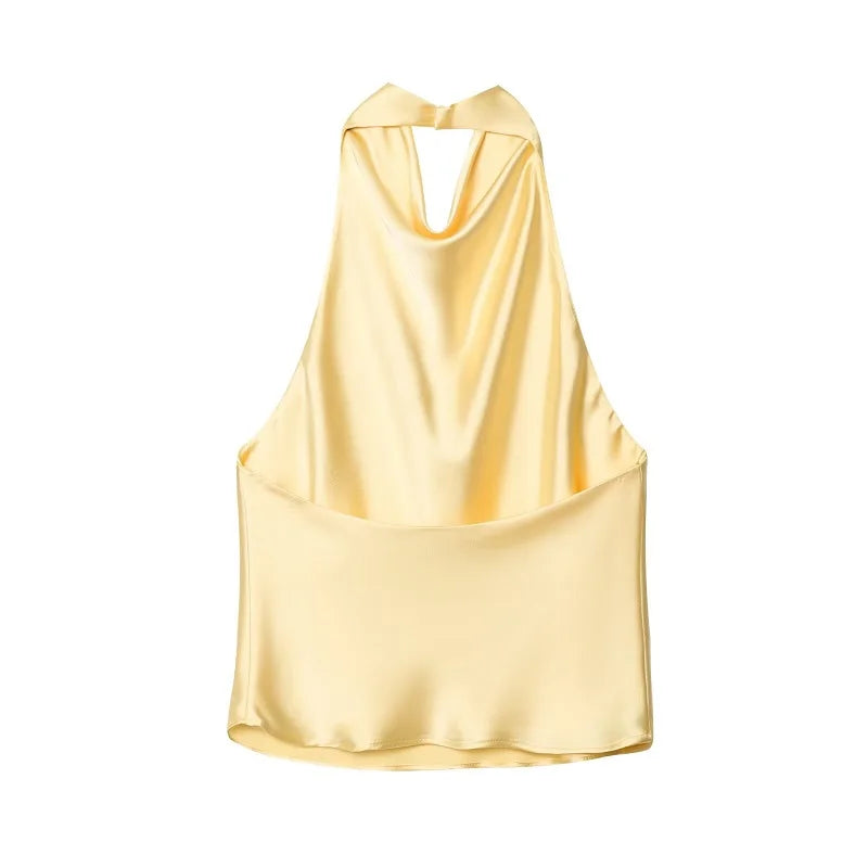 Schwarzes Satin Halter Top | Damen Strandoberteil 5