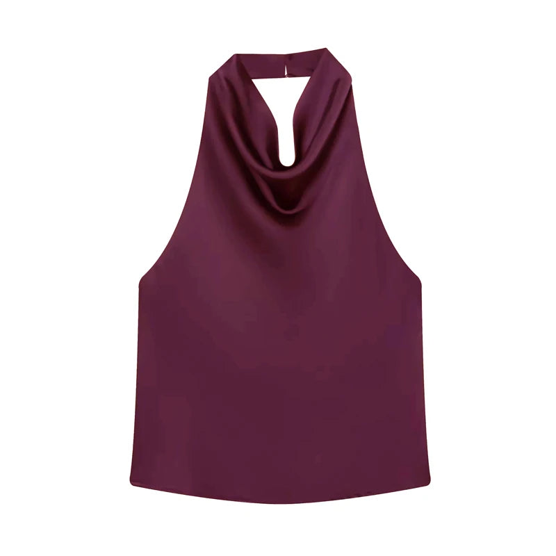Schwarzes Satin Halter Top | Damen Strandoberteil 7
