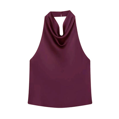 Schwarzes Satin Halter Top | Damen Strandoberteil 7