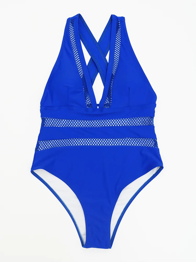 Sexy Mesh Patchwork Einteiler | Badeanzug Damen 4