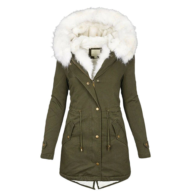 Siegrun | Damen Winterparka Lang mit Abnehmbarer Kapuze 5