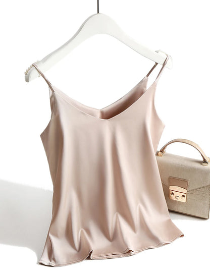 Spaghetti-Träger Top | Damen Satin Cami Oberteil 0
