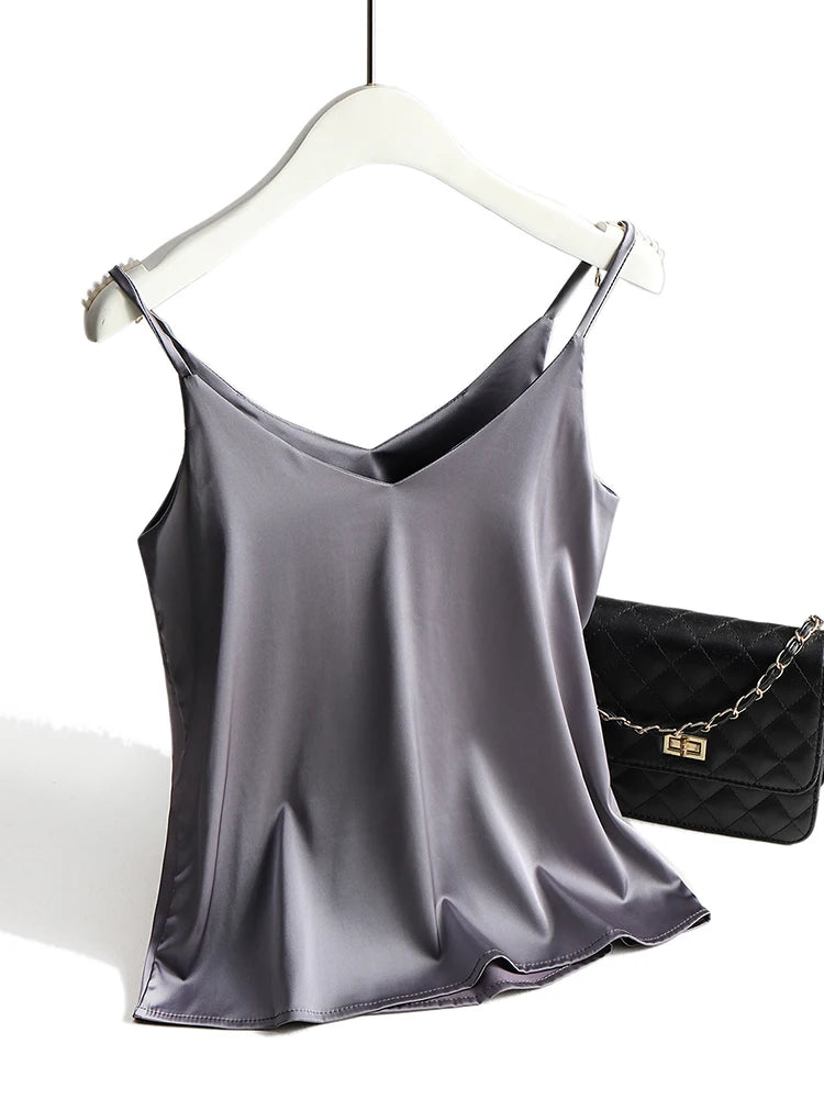 Spaghetti-Träger Top | Damen Satin Cami Oberteil 10