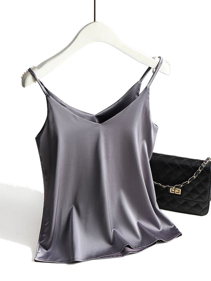 Spaghetti-Träger Top | Damen Satin Cami Oberteil 10