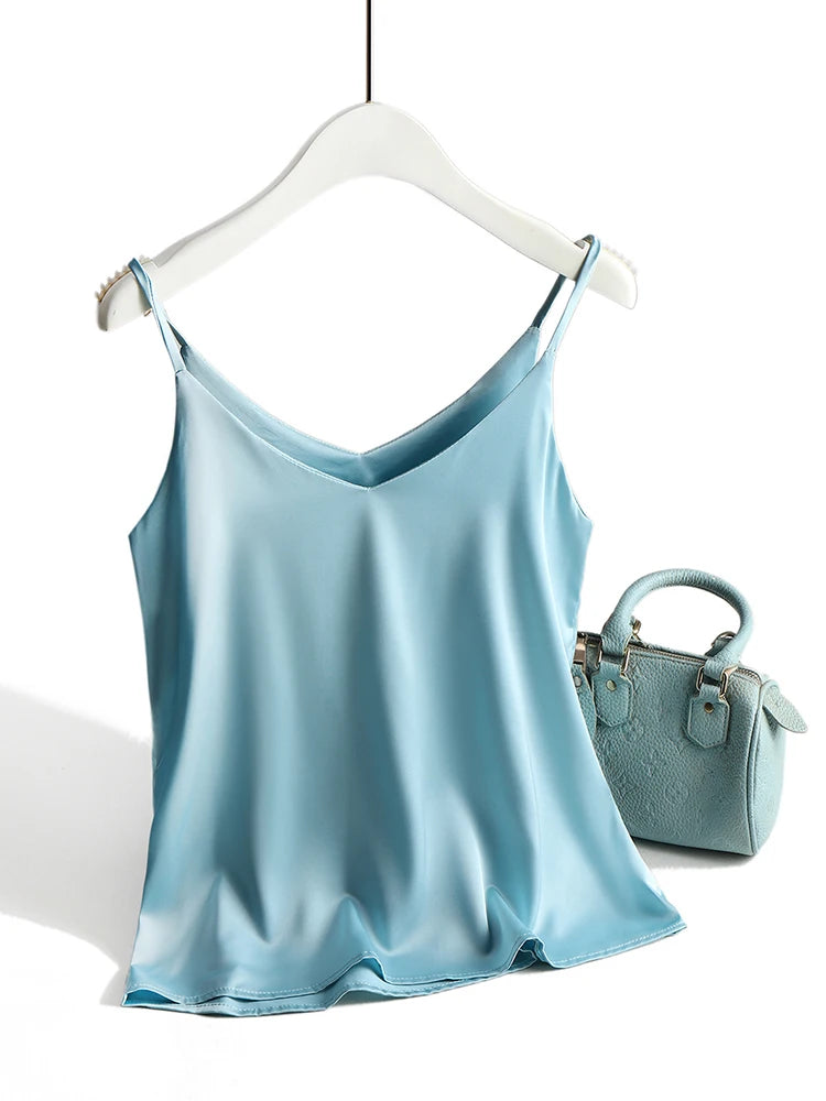 Spaghetti-Träger Top | Damen Satin Cami Oberteil 13
