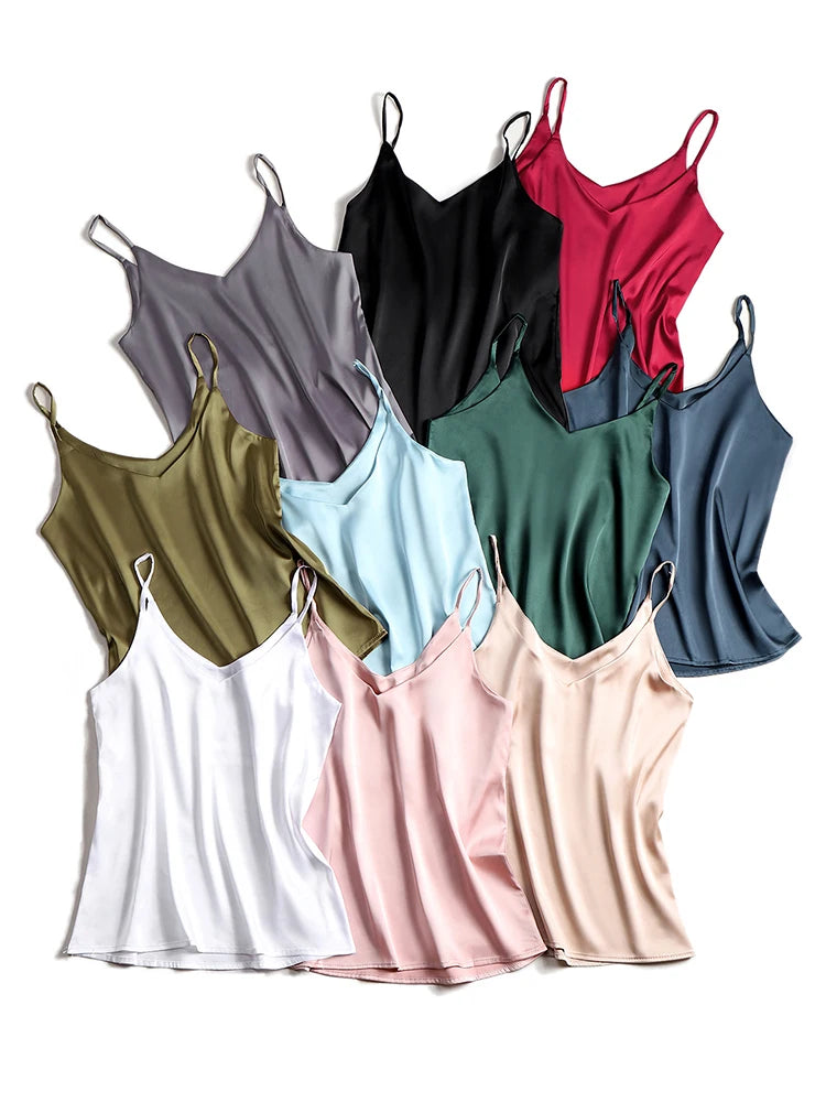 Spaghetti-Träger Top | Damen Satin Cami Oberteil 2