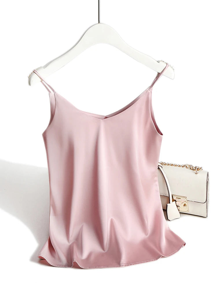 Spaghetti-Träger Top | Damen Satin Cami Oberteil 9