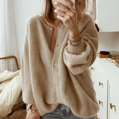 Strickjacke Übergröße mit Laternenärmeln | Lockerer Damen Cardigan 0