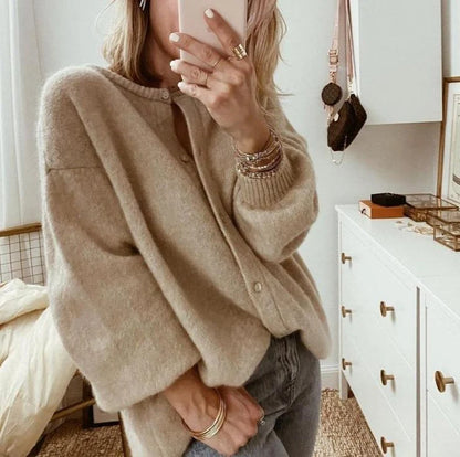 Strickjacke Übergröße mit Laternenärmeln | Lockerer Damen Cardigan 1