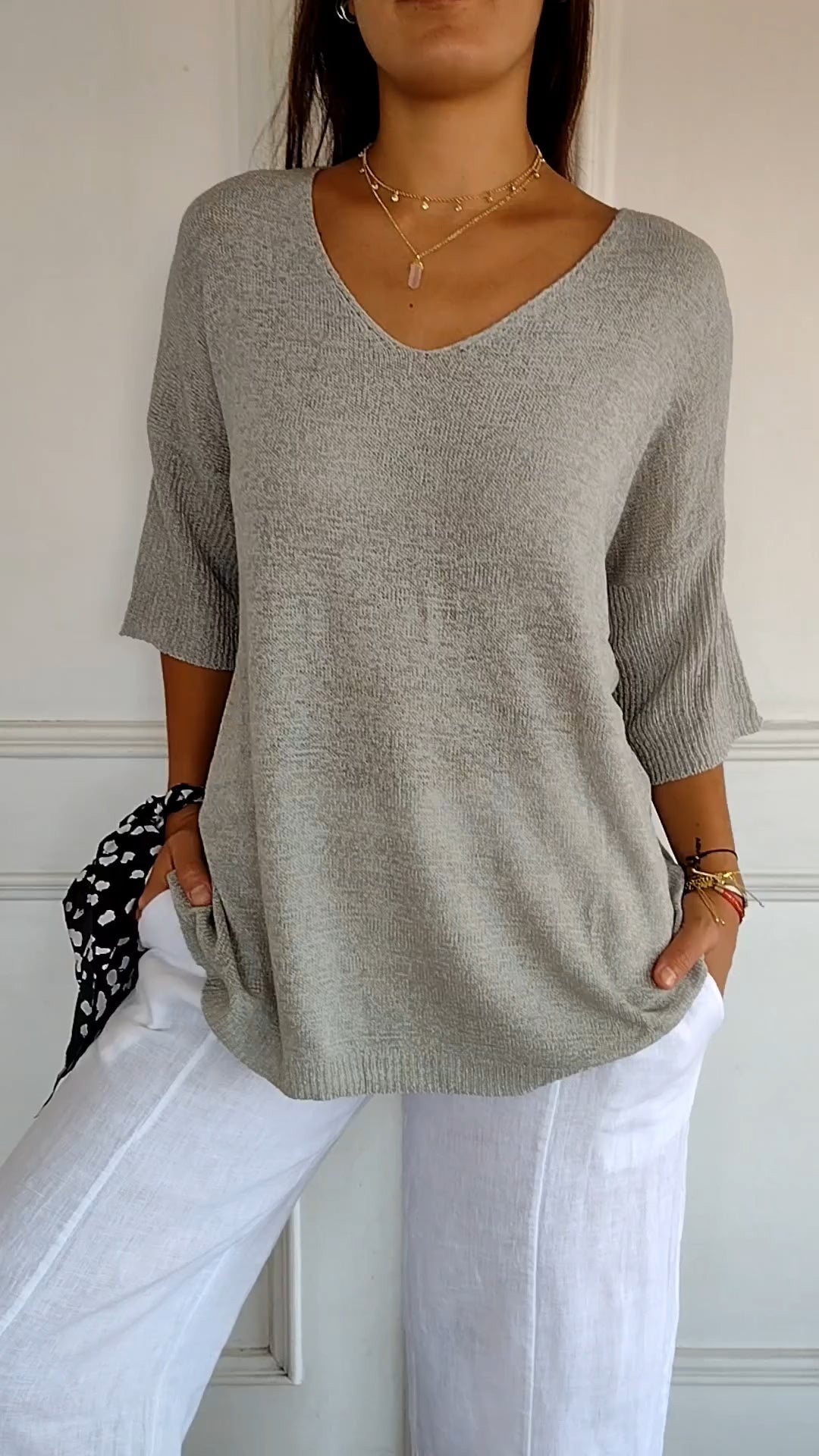 Strickpullover Damen V-Ausschnitt Atmungsaktiv Vielseitig 11