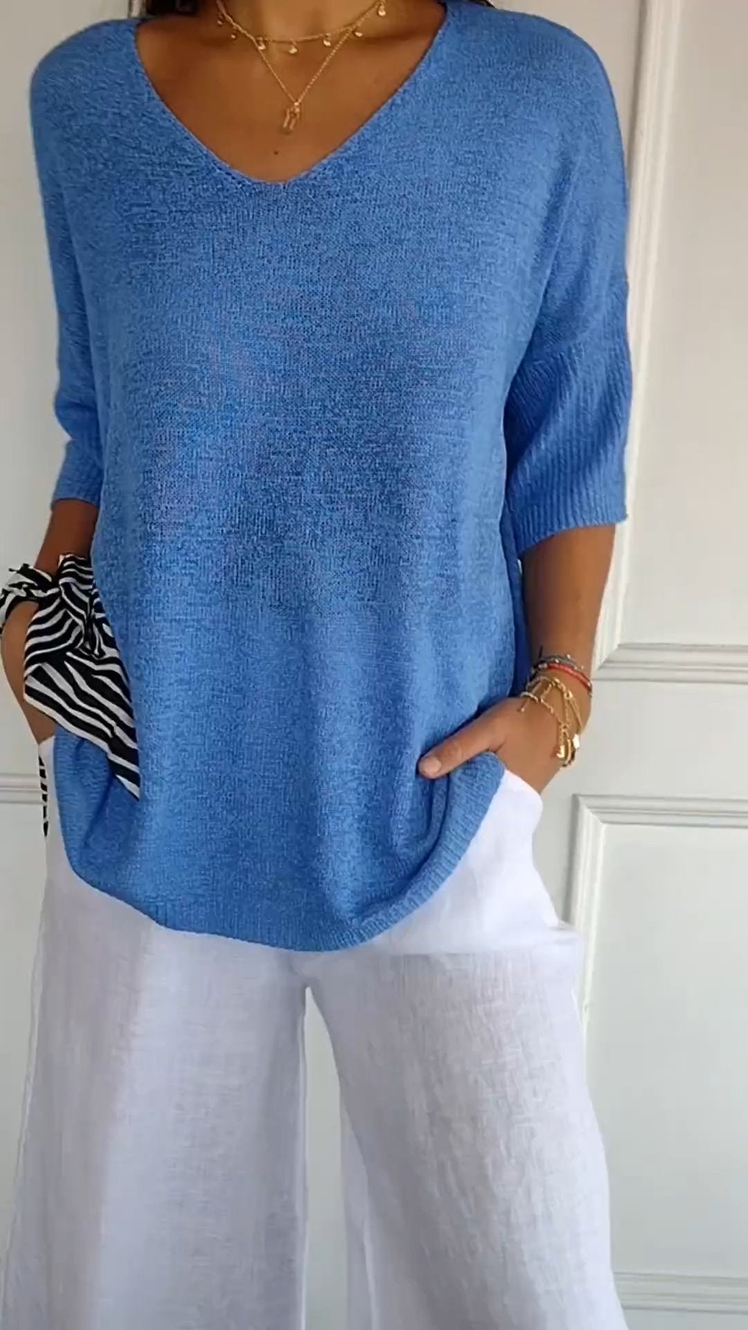 Strickpullover Damen V-Ausschnitt Atmungsaktiv Vielseitig 2