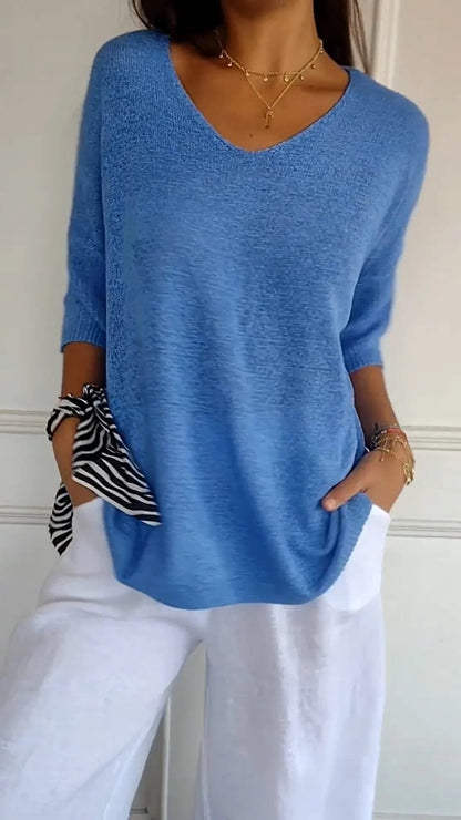 Strickpullover Damen V-Ausschnitt Atmungsaktiv Vielseitig 3