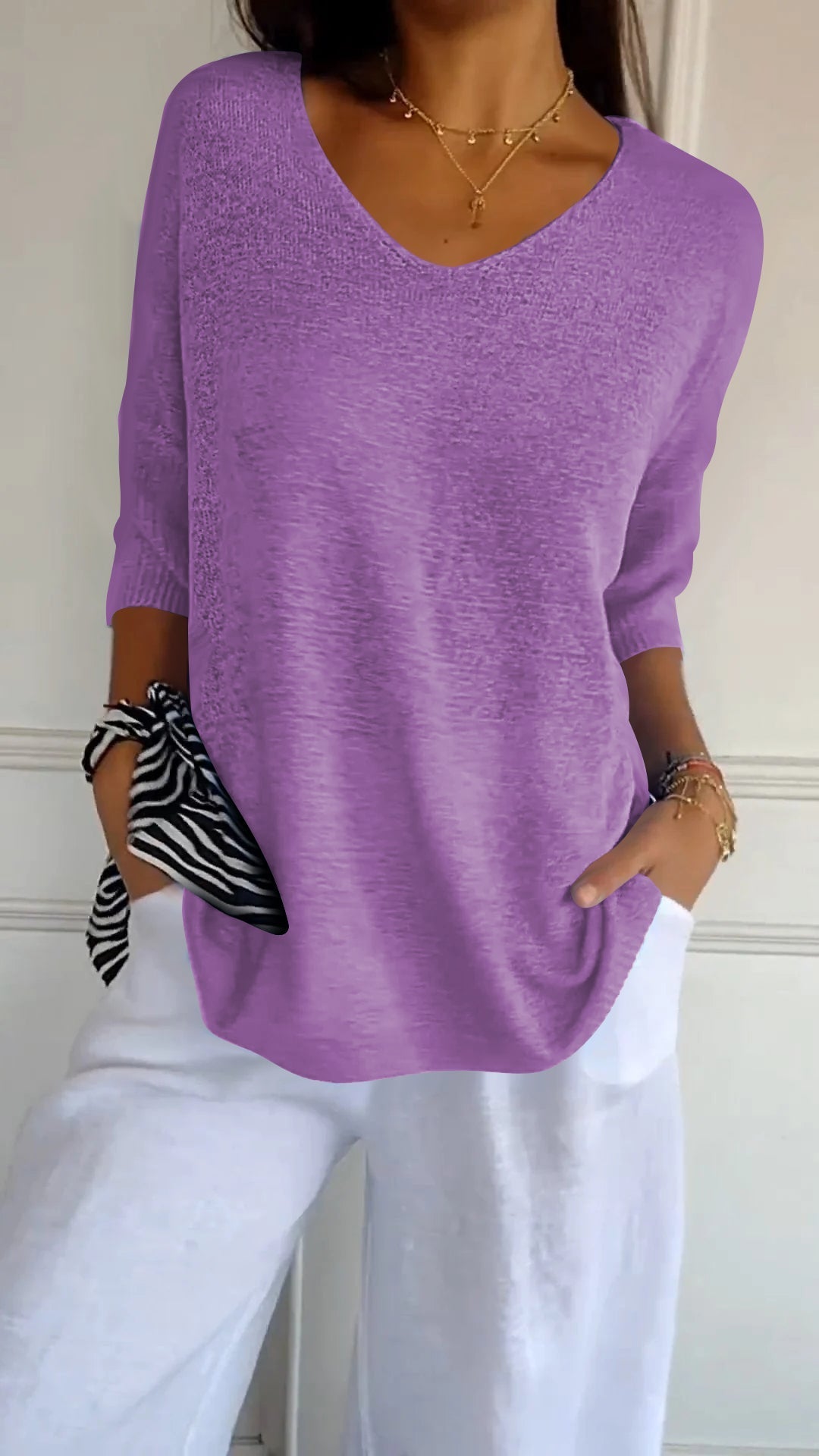 Strickpullover Damen V-Ausschnitt Atmungsaktiv Vielseitig 8