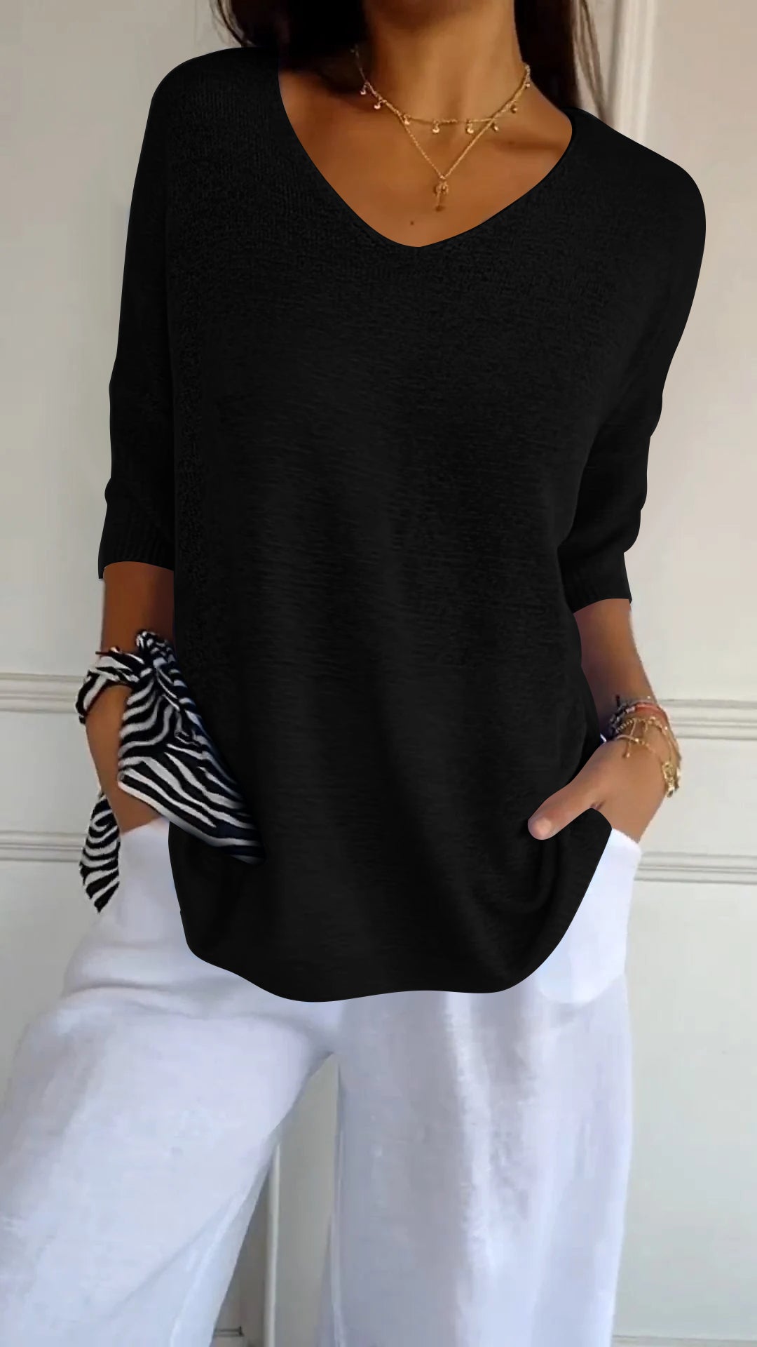 Strickpullover Damen V-Ausschnitt Atmungsaktiv Vielseitig 9