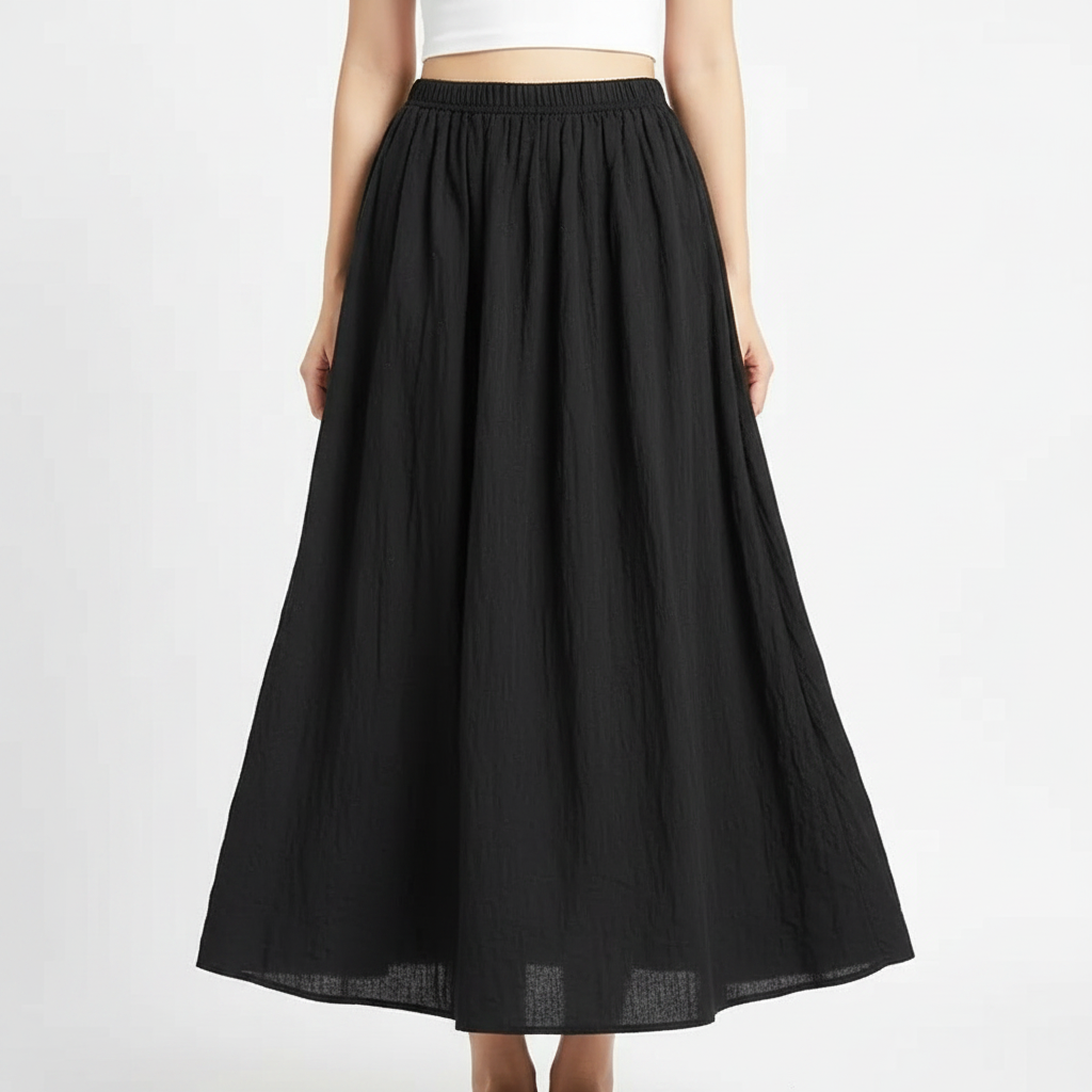 Eleganter Leinenrock für Damen | Hohe Taille und Falten
