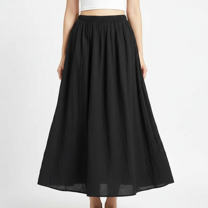 Eleganter Leinenrock für Damen | Hohe Taille und Falten
