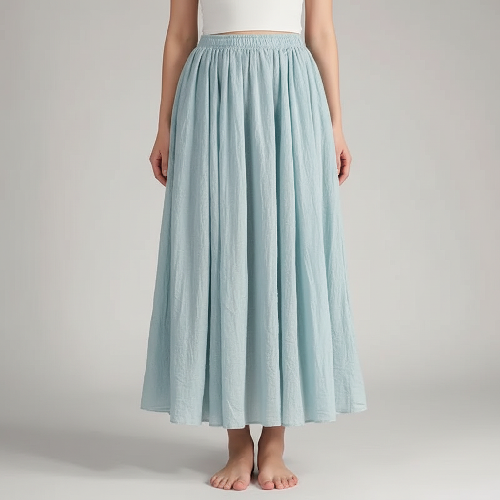 Eleganter Leinenrock für Damen | Hohe Taille und Falten