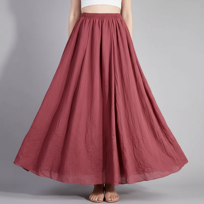 Eleganter Leinenrock für Damen | Hohe Taille und Falten