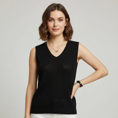 Damen Sommer Tanktop | Ärmelloses Gestricktes Shirt