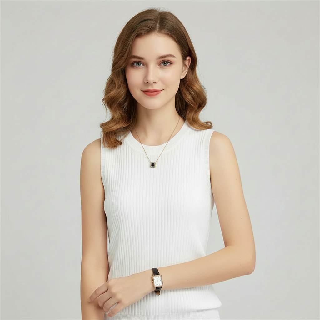 Damen Sommer Tanktop | Ärmelloses Gestricktes Shirt