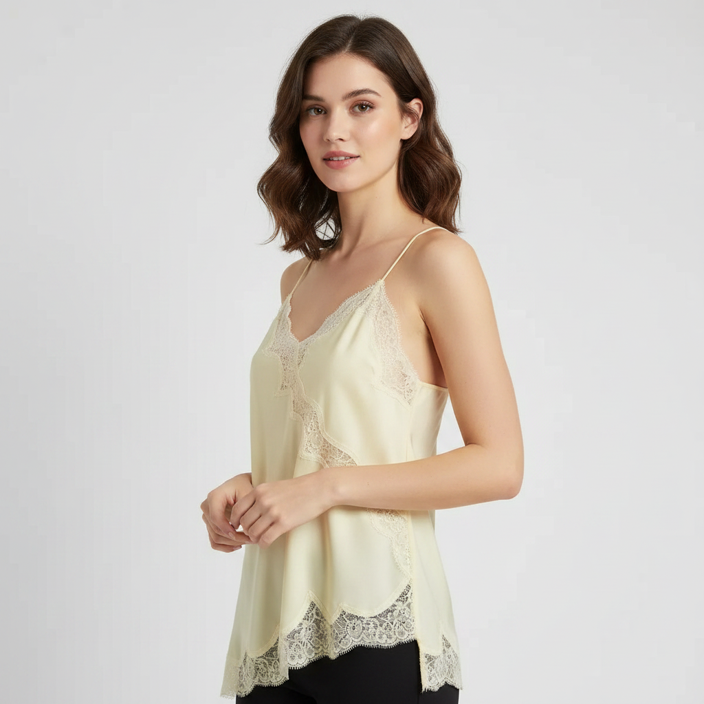 Asymmetrisches Slip-Top Schwarz | Damen Camisole