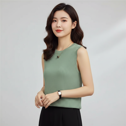 Damen Sommer Tanktop | Ärmelloses Gestricktes Shirt