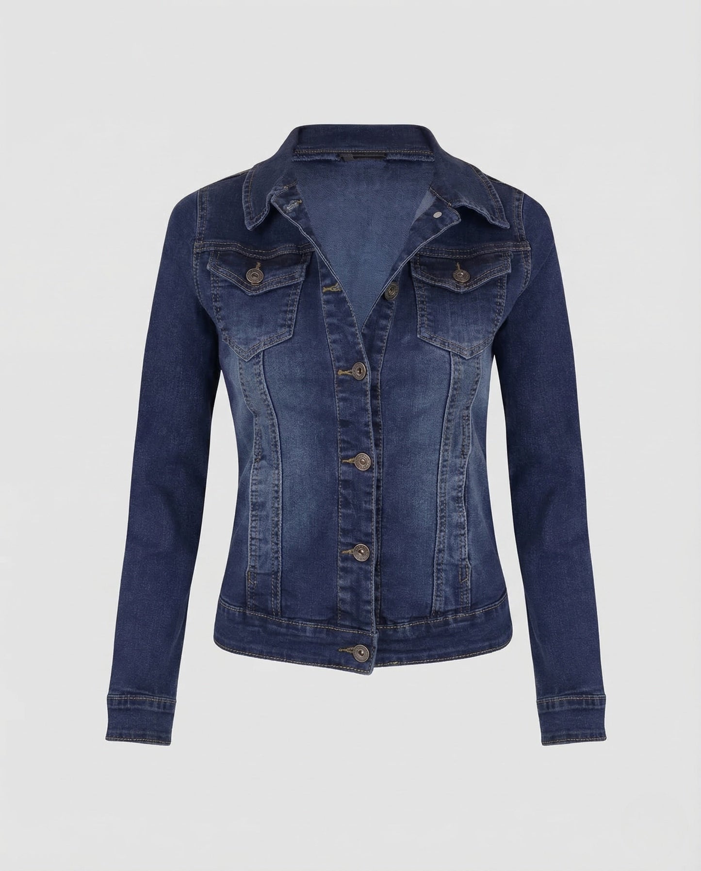 Taillierte Jeansjacke Damen | Schwarze Baumwoll-Denim Jacke 0