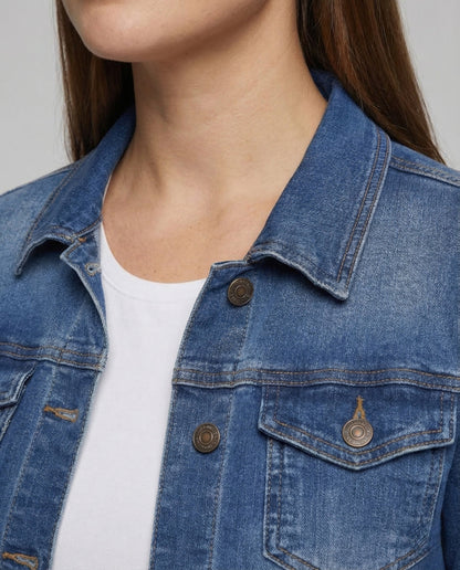 Taillierte Jeansjacke Damen | Schwarze Baumwoll-Denim Jacke 3