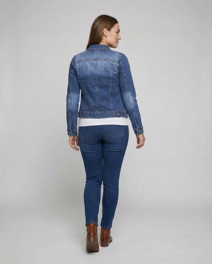 Taillierte Jeansjacke Damen | Schwarze Baumwoll-Denim Jacke 4