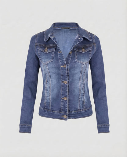 Taillierte Jeansjacke Damen | Schwarze Baumwoll-Denim Jacke 5