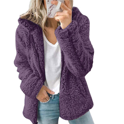 Teddyfleecejacke Damen Lang | Warme Fleecejacke mit Kapuze 1