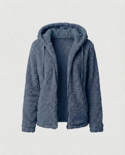 Teddyfleecejacke Damen Lang | Warme Fleecejacke mit Kapuze 10