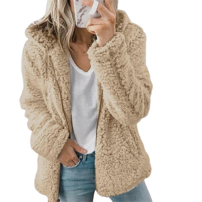 Teddyfleecejacke Damen Lang | Warme Fleecejacke mit Kapuze 2