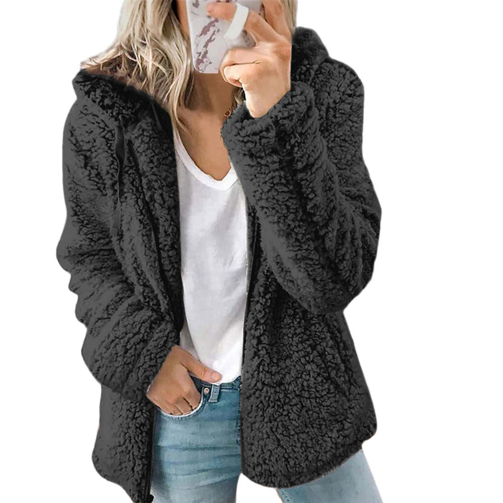 Teddyfleecejacke Damen Lang | Warme Fleecejacke mit Kapuze 3