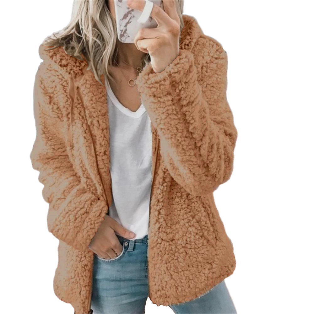 Teddyfleecejacke Damen Lang | Warme Fleecejacke mit Kapuze 4