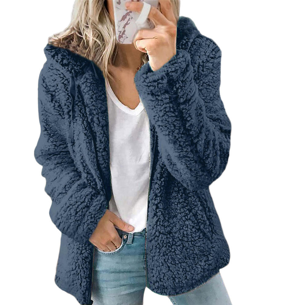 Teddyfleecejacke Damen Lang | Warme Fleecejacke mit Kapuze 5