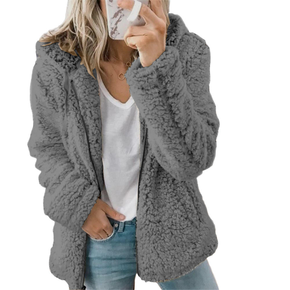 Teddyfleecejacke Damen Lang | Warme Fleecejacke mit Kapuze 6