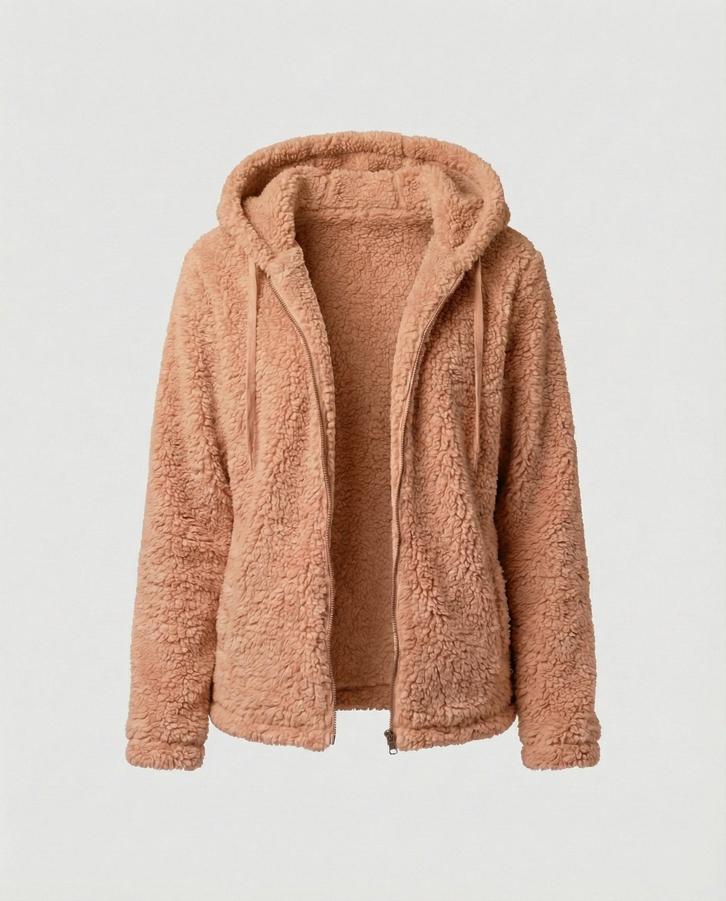 Teddyfleecejacke Damen Lang | Warme Fleecejacke mit Kapuze 7