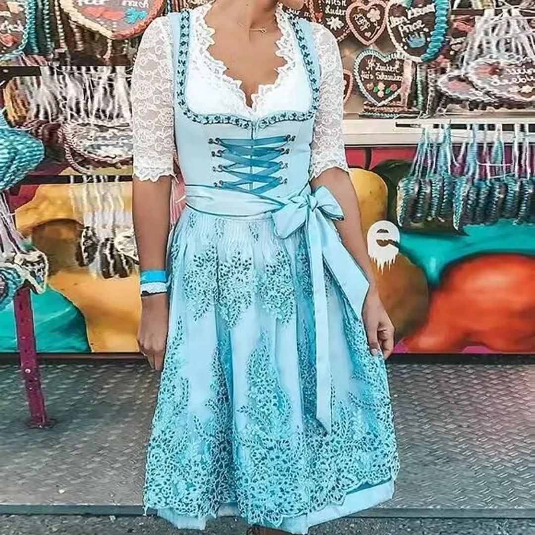Traditionelles Dirndl Blau | Damen Trachtenkleid Große Größen 1