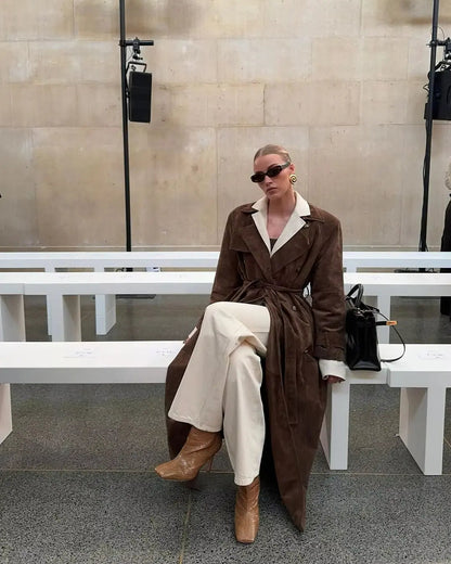 Trenchcoat Damen Tailliert mit Gürtel Klassisch Elegant 1