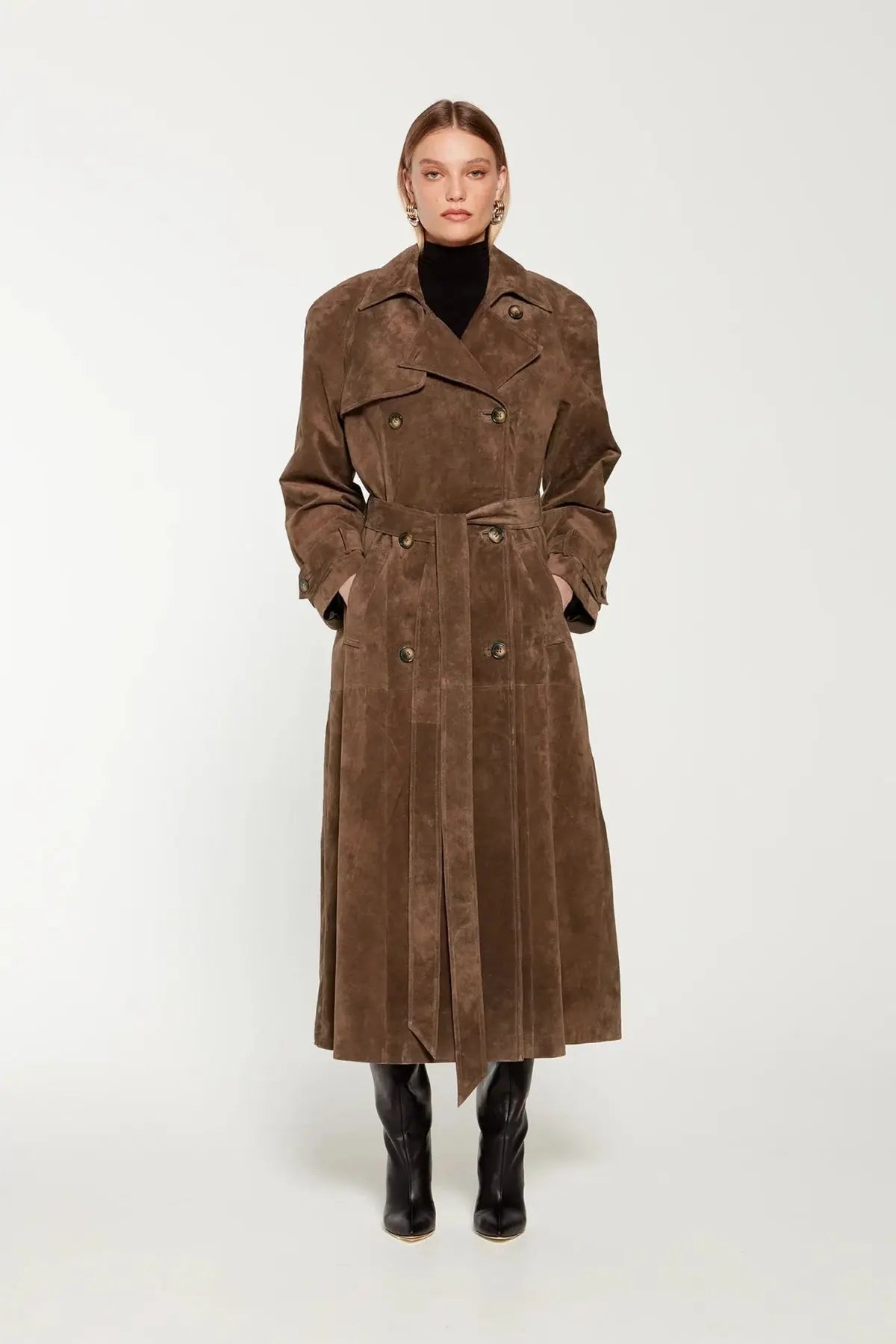Trenchcoat Damen Tailliert mit Gürtel Klassisch Elegant 6