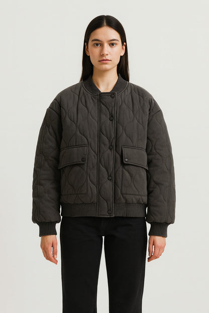 Übergangsjacke Damen Steppjacke mit Druckknöpfen und Pattentaschen 4