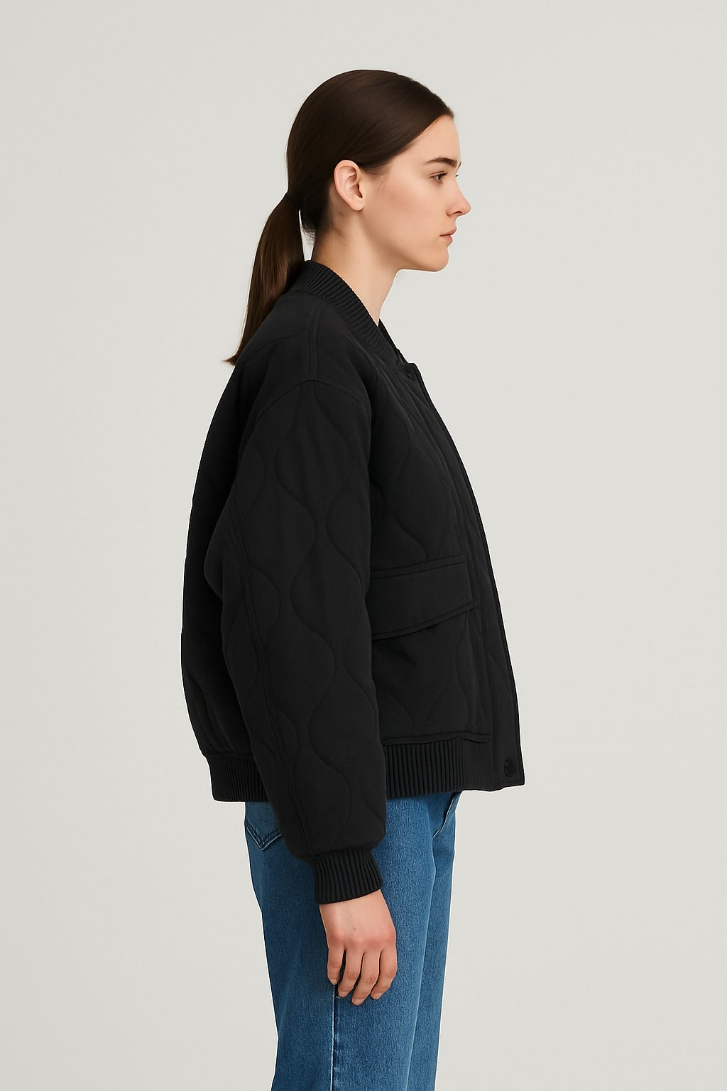 Übergangsjacke Damen Steppjacke mit Druckknöpfen und Pattentaschen 6