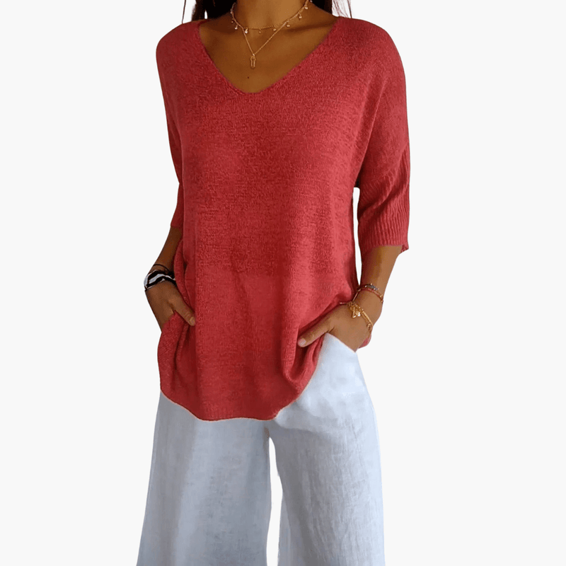 V-Ausschnitt T-Shirt | Oberteile Damen Casual 0