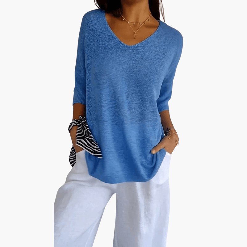 V-Ausschnitt T-Shirt | Oberteile Damen Casual 1