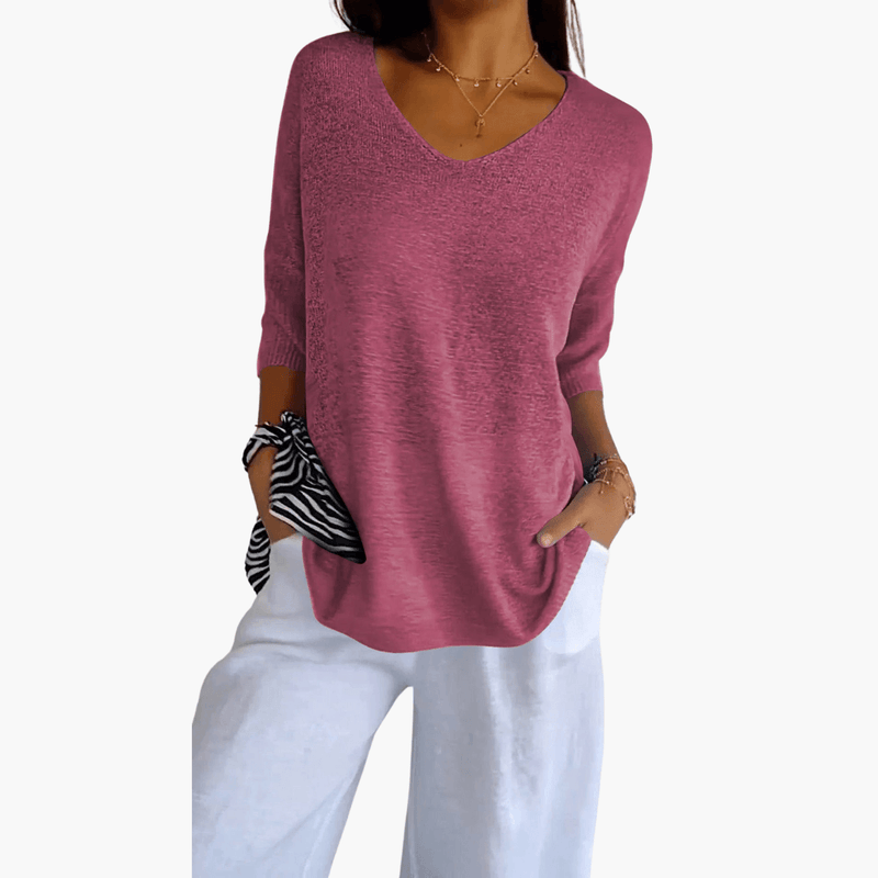 V-Ausschnitt T-Shirt | Oberteile Damen Casual 3
