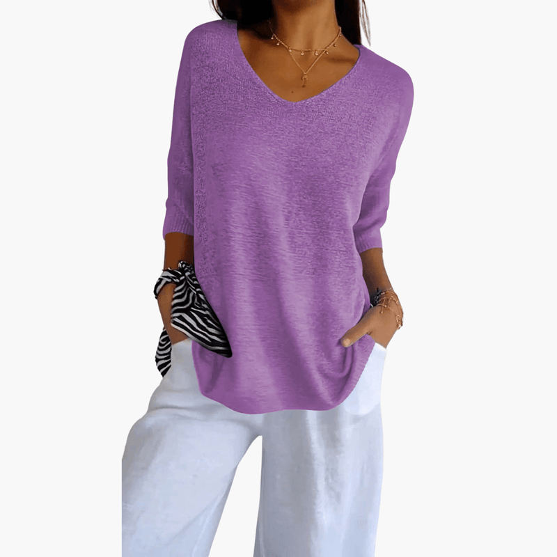V-Ausschnitt T-Shirt | Oberteile Damen Casual 5