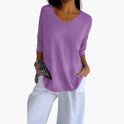 V-Ausschnitt T-Shirt | Oberteile Damen Casual 5