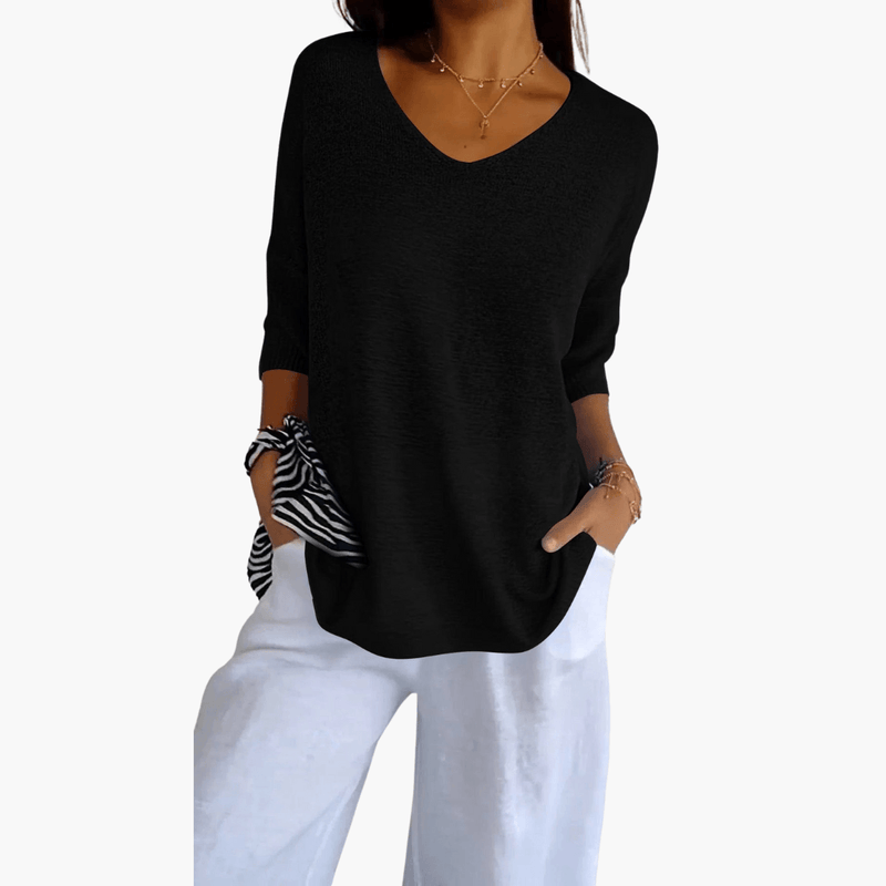 V-Ausschnitt T-Shirt | Oberteile Damen Casual 6